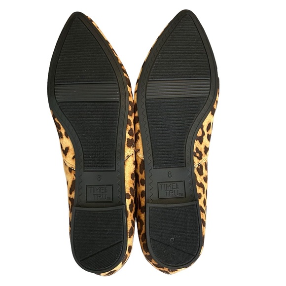 NWT Time and Tru Women's Point Toe Ballet Flat SZ 8 in Leopard Print Black Tan - Picture 6 of 7